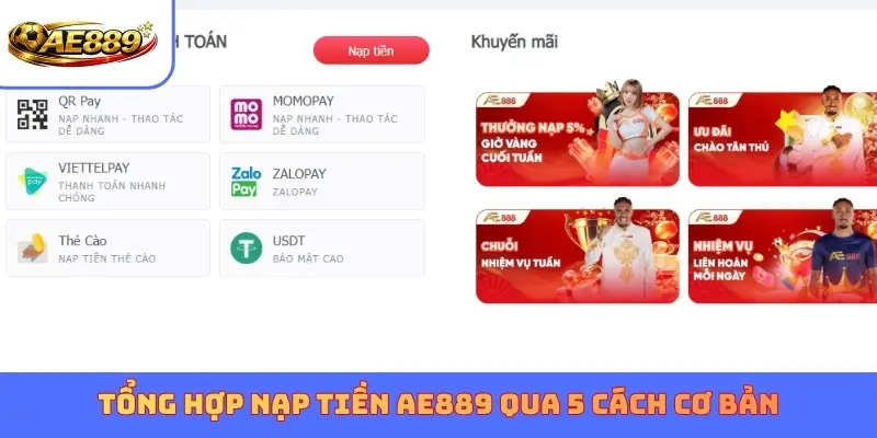 Tổng hợp Nạp tiền AE889 qua 5 cách cơ bản